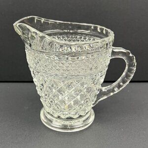 Vintage Anchor Hocking Wexford Glass Creamer Crystal Clear Diamond Cut‎ Pattern